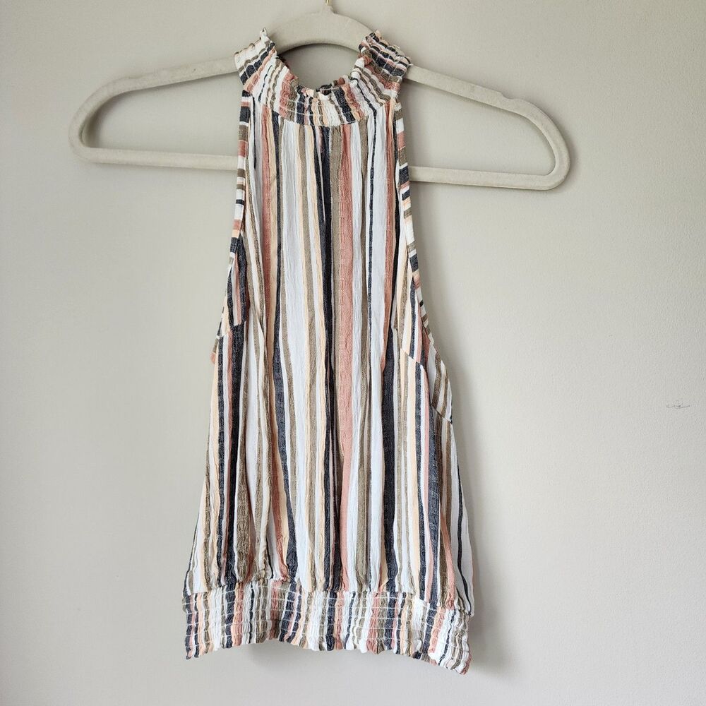 Angie Sleeveless Pinstripe Halter Top (S)